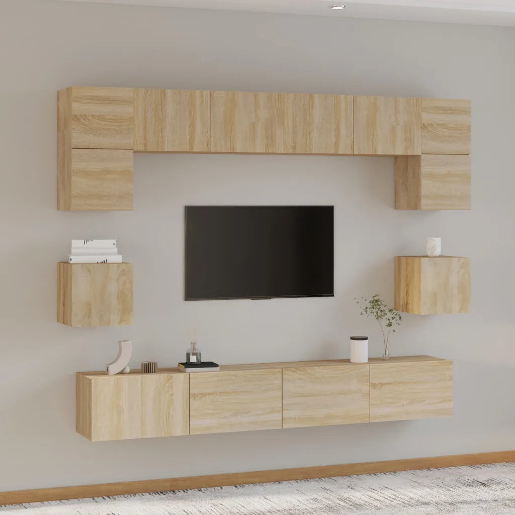 Set Mobili Porta TV 8pz Rovere Sonoma in Legno Multistrato cod mxl 69286