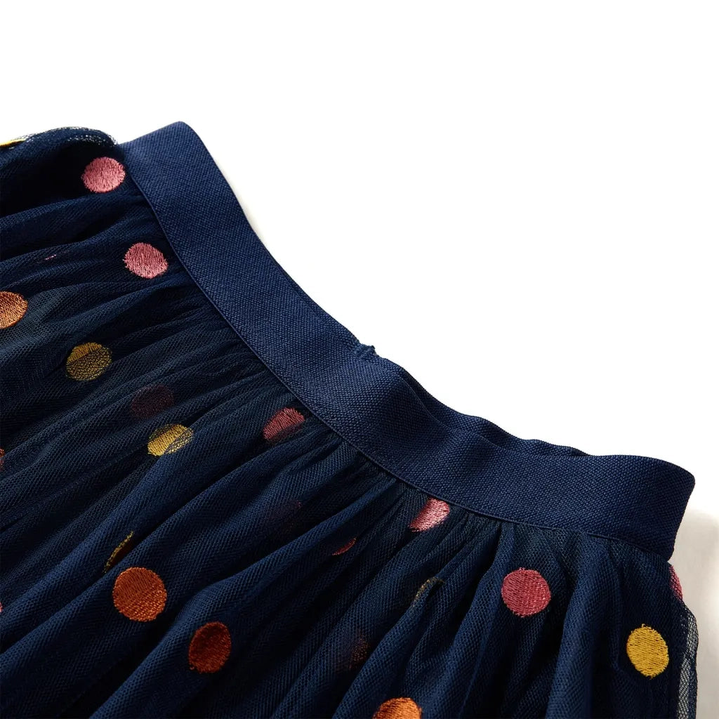 Gonna da Bambina in Tulle a Pois Blu Marino 140 13508