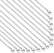 Pacchetto da 30 pezzi di catenelle in acciaio inossidabile da 18 pollici con cavi di chiusura a formella e fermagli per la creazione di accessori personalizzati