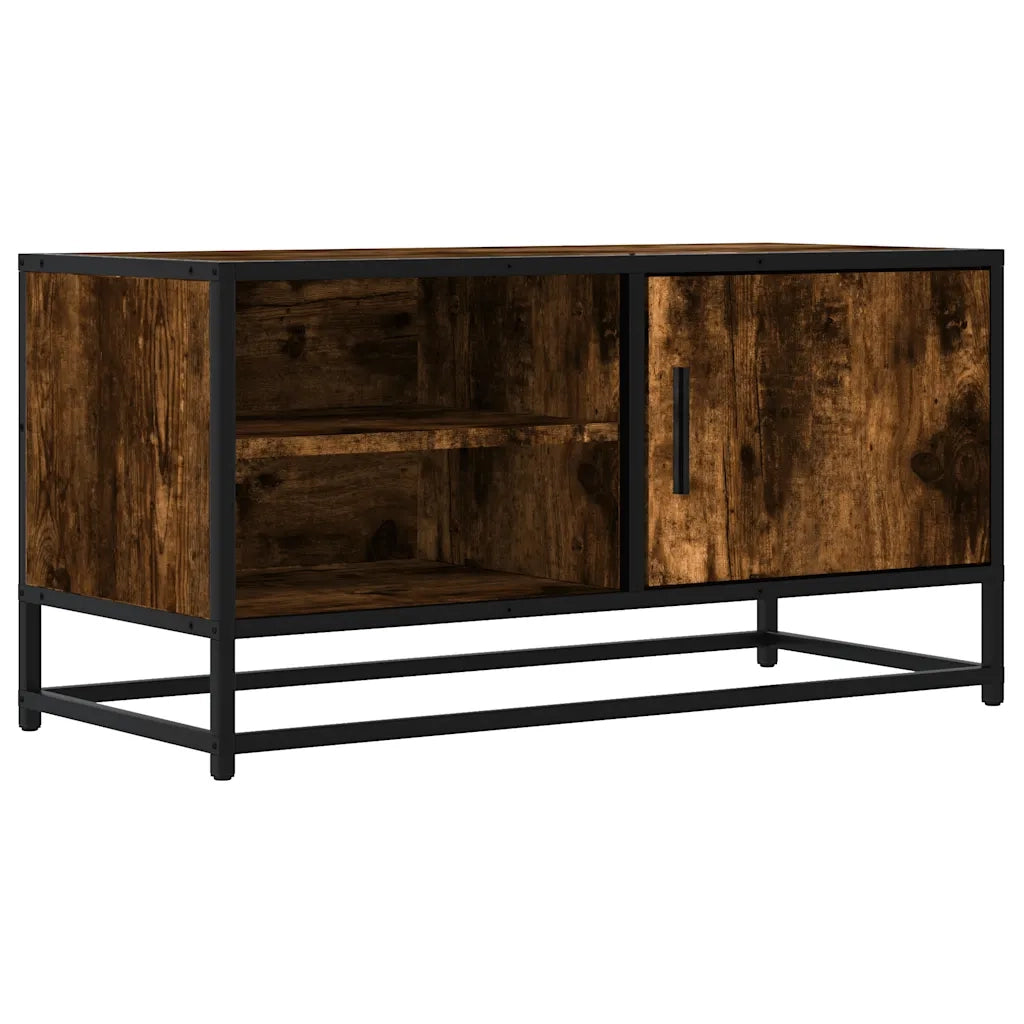 Mobile TV Rovere Fumo 80x34,5x40 cm Legno Multistrato e Metallo