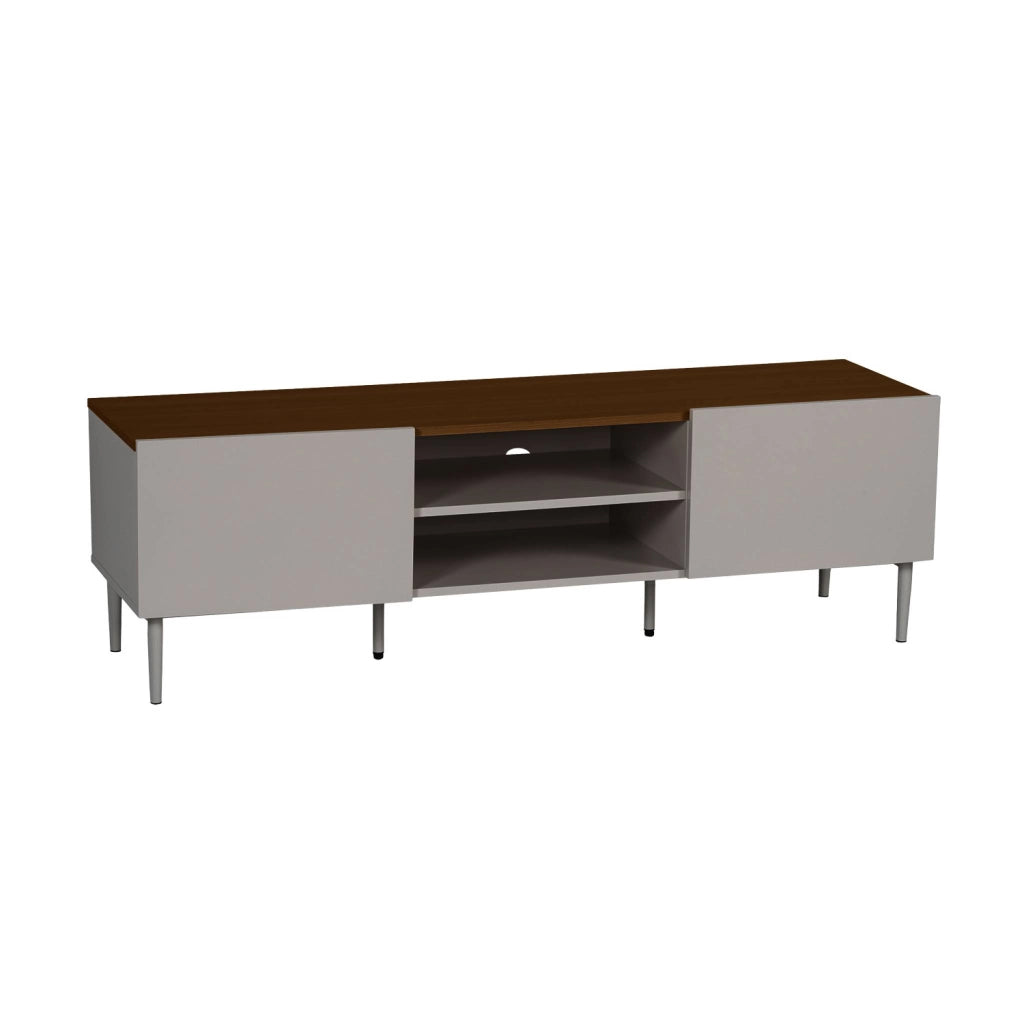 Mobile tv in metallo e decorazione in legno 2 ante, 140cm, grigio