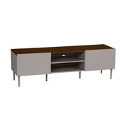 Mobile tv in metallo e decorazione in legno 2 ante, 140cm, grigio