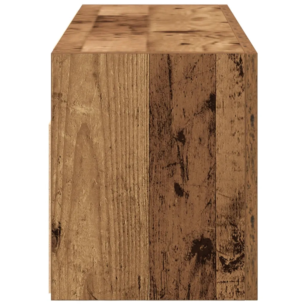 Mobiletto da bagno a parete di design pratico ed elegante 80 x 25 x 30 cm con molla a gas finitura legno anticato 02_0051275