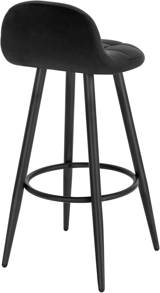 2x Sgabelli da Bar Moderni, Sedie Alte da Cucina con Schienale e Poggiapiedi, Seduta Imbottita, Sgabelli in Velluto e Metallo, Altezza Seduta 70cm, Nero BH364sz-2