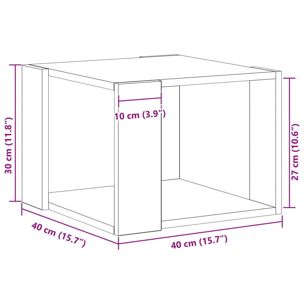 Tavolino da caffÃ¨ Nero in rovere 40x40x30 cm in legno ingegnerizzato