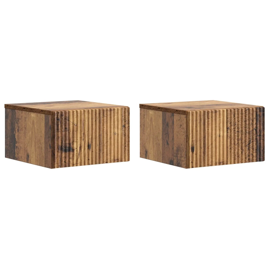 Mobiletto da notte a muro 2 pcs Legno antico 33 x 34,5 x 20 cm 898442