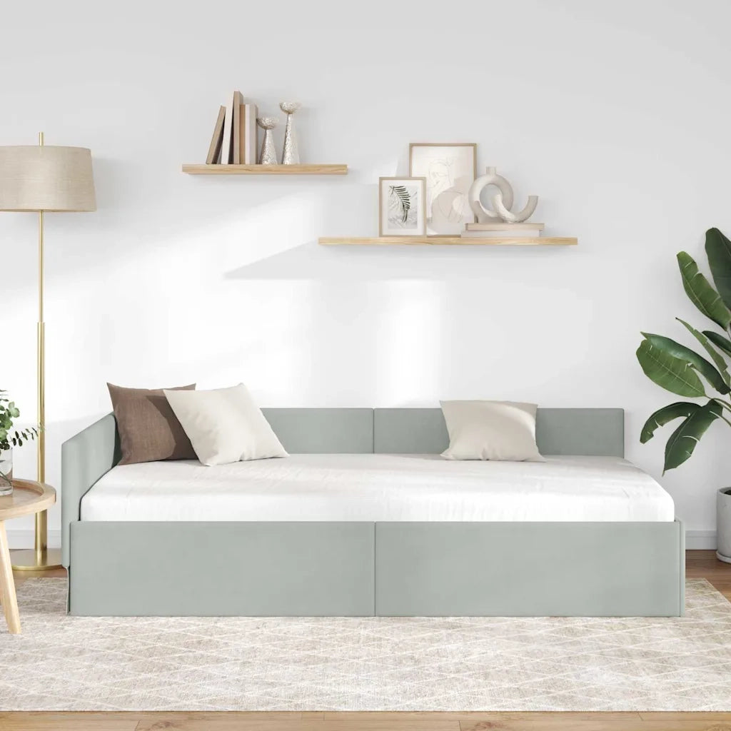 Cornice del letto ad angolo Grigio chiaro 100 cm x 200 cm 42016091