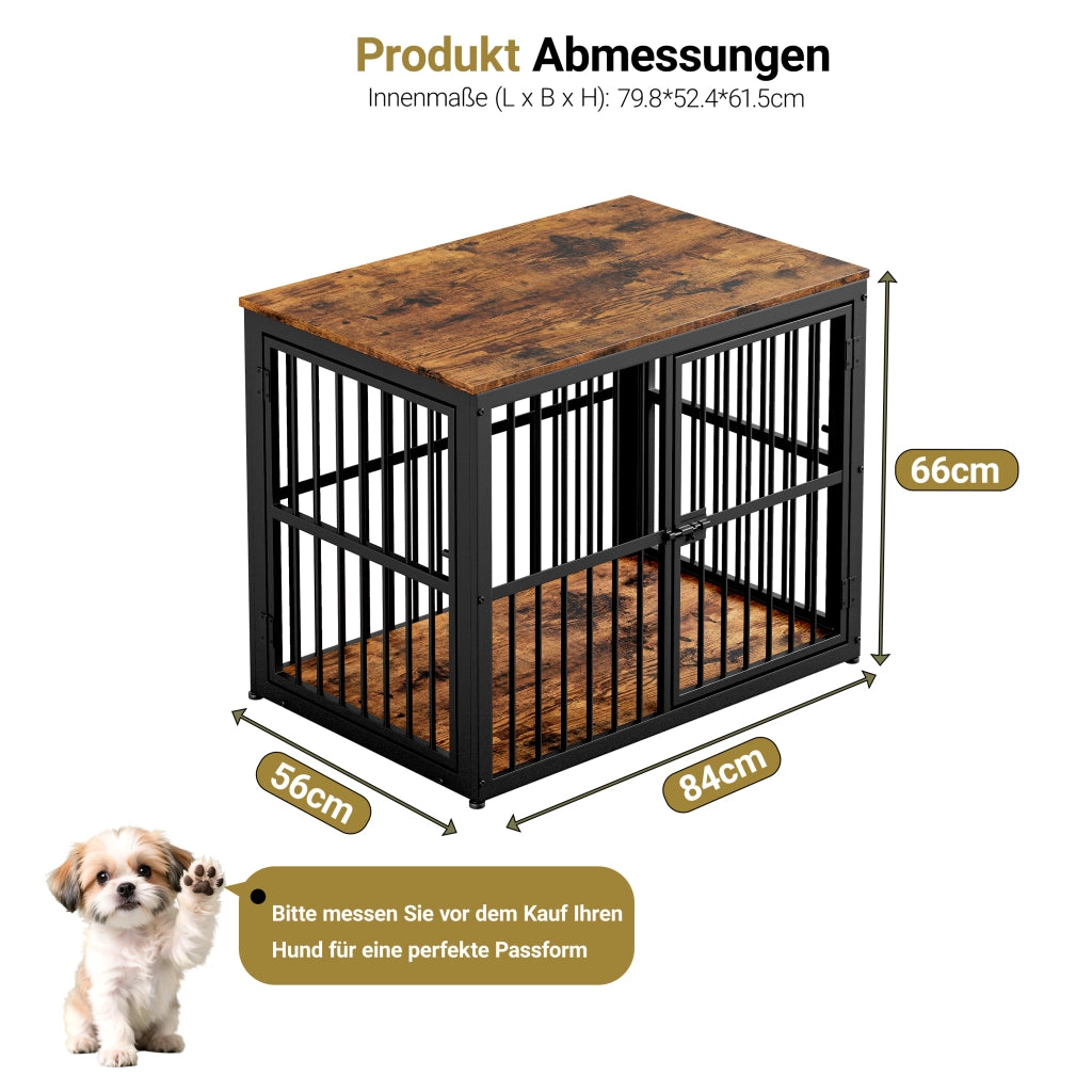 GABBIA CANE Arredo 84x56x66 cm 3 porte Nero/Marrone