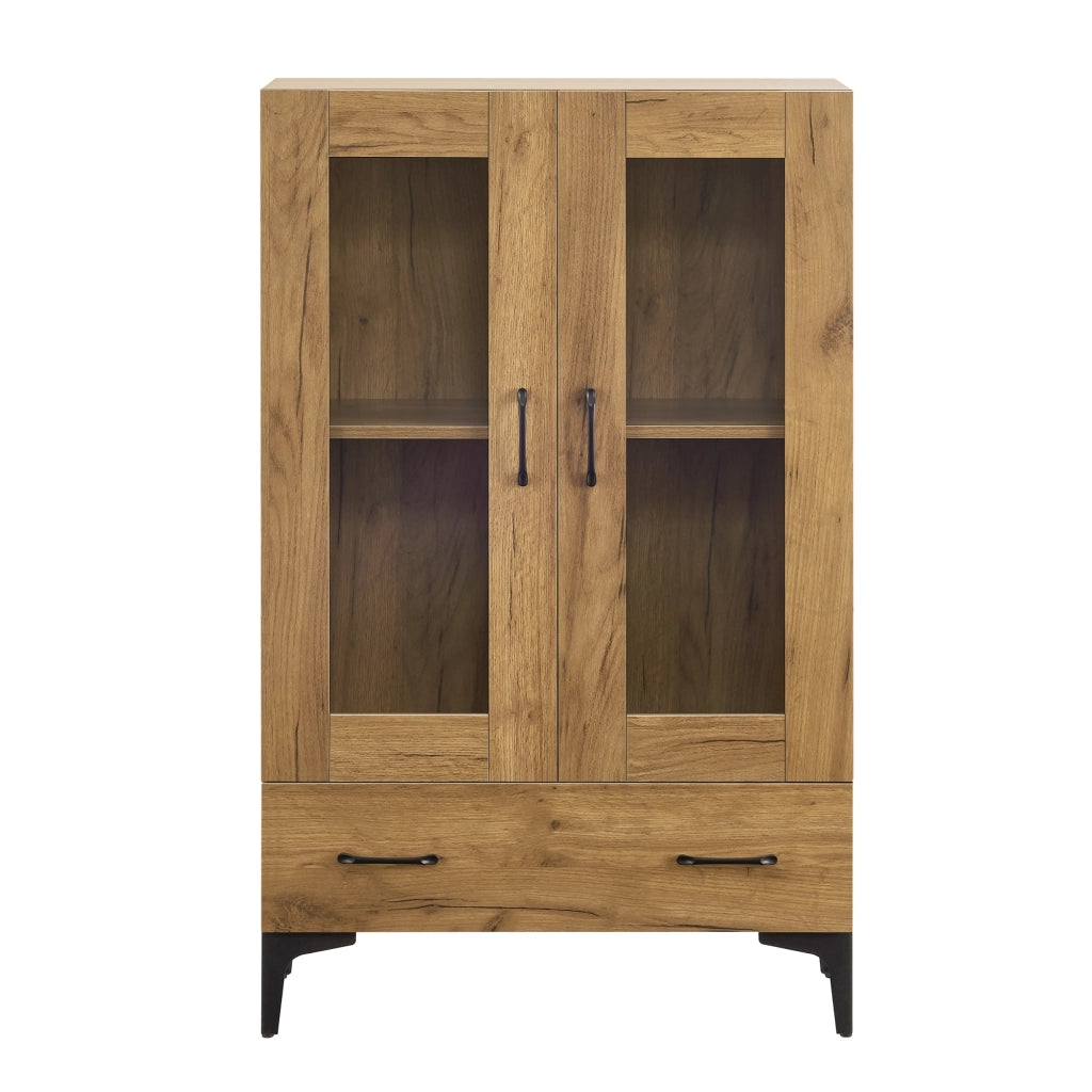 Armadio a Vetrata Søndersø Credenza con Vetrina 115 x 70 x 31 cm Effetto Rovere [en.casa]