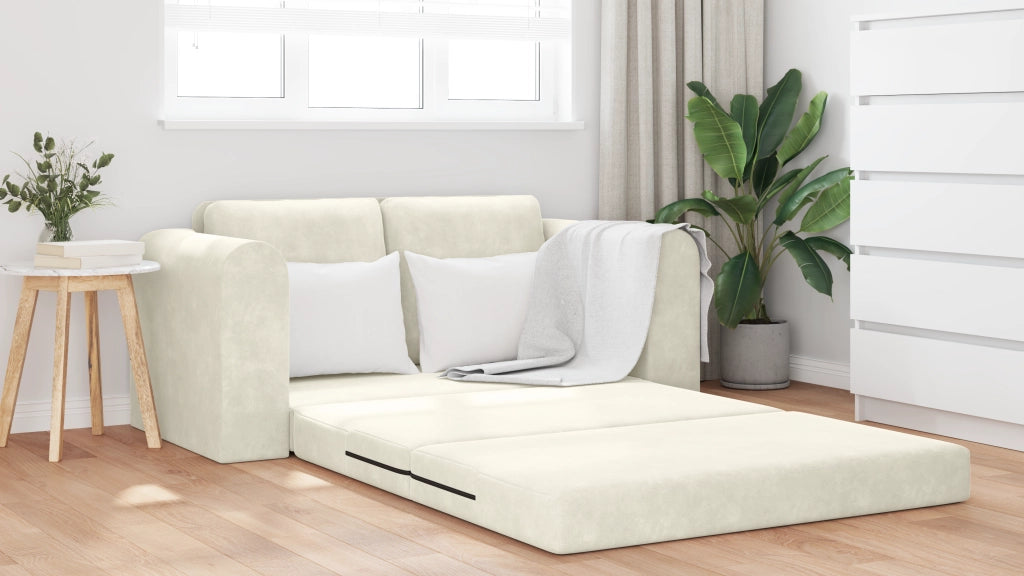 Divano a Letto 2-in-1 Panna 148x71x83 cm in Velour