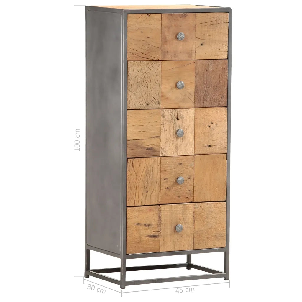 Cassettiera 45x30x100 cm in Legno Massello di Recupero cod mxl 69675