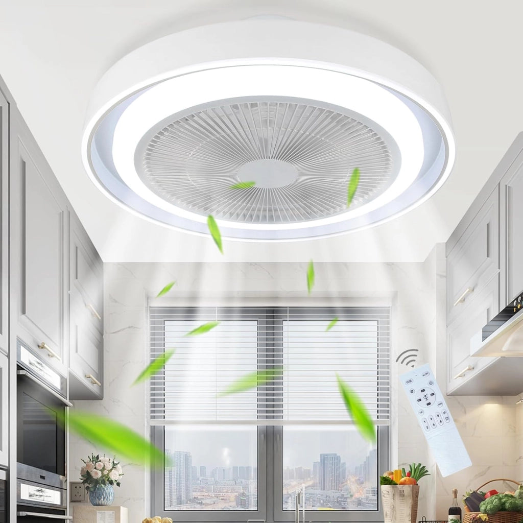 ZMH Ventilatore a Soffitto con Luce LED Regolabile e Telecomando 5 Pale Moderno Blu Timer Silenzioso per Soggiorno