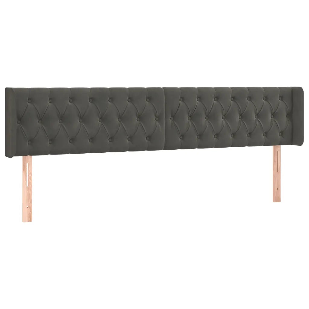 Testiera ad Orecchio Grigio Scuro 183x16x78/88 cm in Velluto 3119165