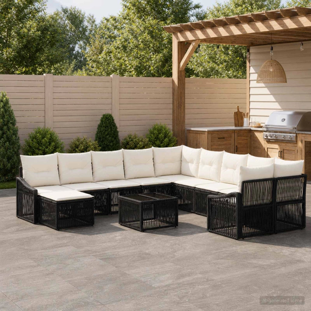 Set Divano da Giardino 12 pz Nero polyrattan 3436207