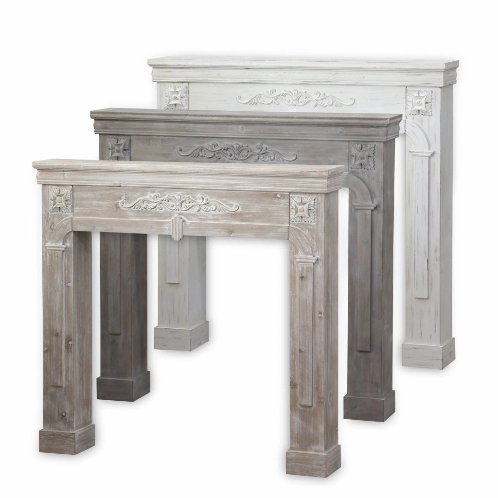 Cornice per caminetto effetto legno, marrone sbiancato