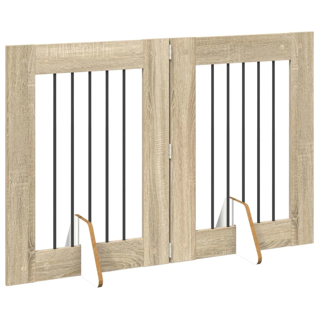 Cancello per cani con supporti 2 pcs Rovere Sonoma 60 x 80 cm 892092