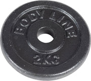 Disco in ghisa peso 2 kg e diametro 25 mm - allenamento con bilanciere - ginnastica a casa