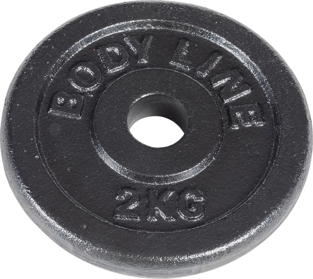 Disco in ghisa peso 2 kg e diametro 25 mm - allenamento con bilanciere - ginnastica a casa