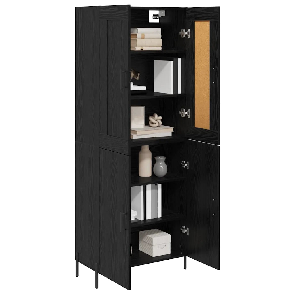 Credenza 2 pz | Madia | Buffet da pranzo | Armadio da pranzo Rovere Nero Legno multistrato