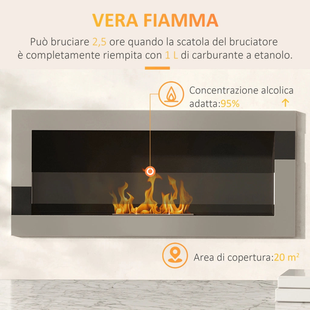 Camino Bioetanolo in Acciaio Inox ¨C Zephmum ¨C 90x16x40 cm, Argento