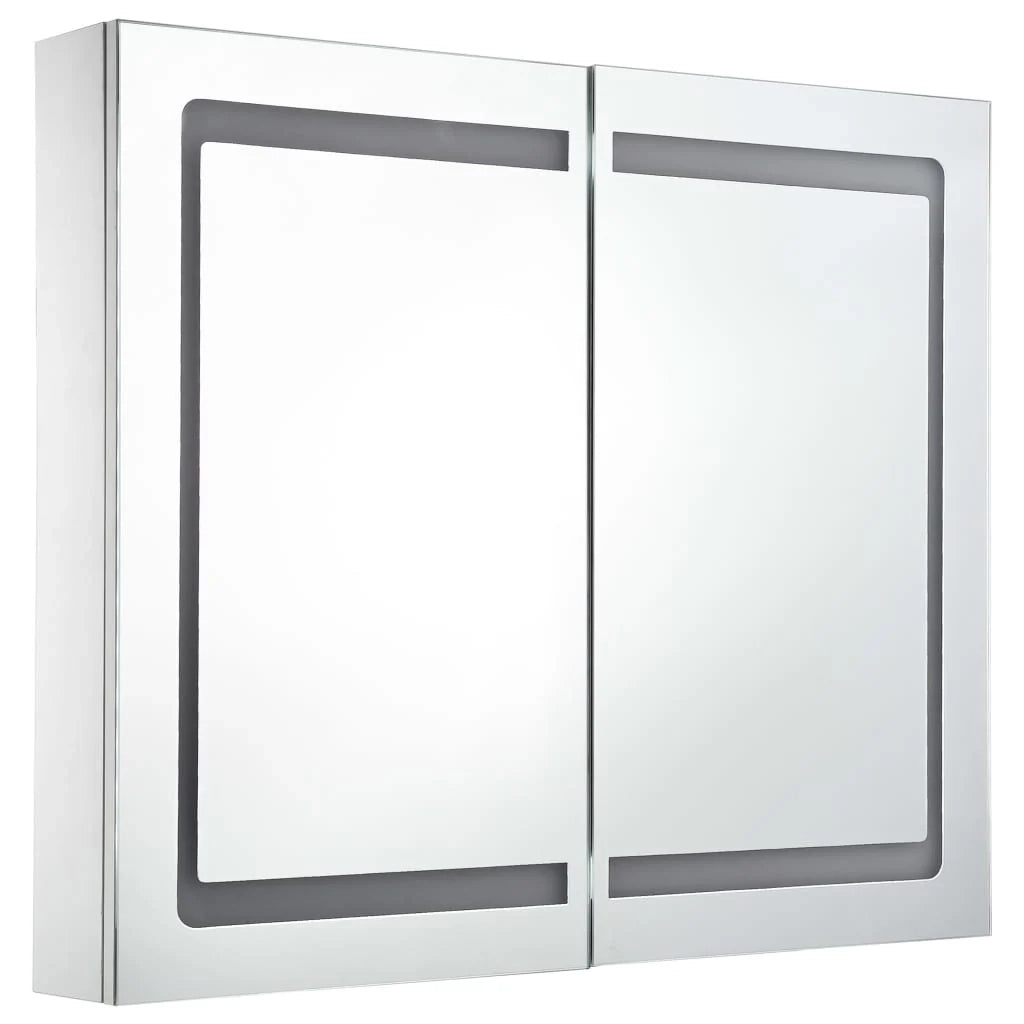 Mobiletto da bagno con specchio LED 80 x 12,2 x 68 cm MDF bianco 02_0006568
