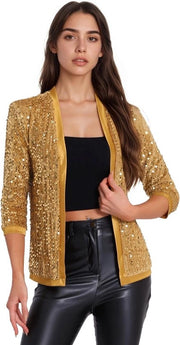 Abito glitter per donna con maniche lunghe per festa e club - giacca a paillette