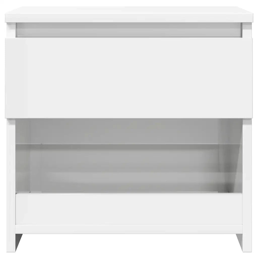 Comodini 2 pz-Set di 2 Tavolino da notte Bianco Lucido 40x30x39 cm in Legno Multistrato