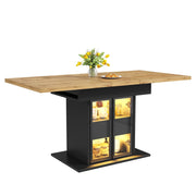 Tavolo da pranzo allungabile con 2 cassetti; ripiani e LED - in MDF e metallo - 110×80×77.9 cm - nero
