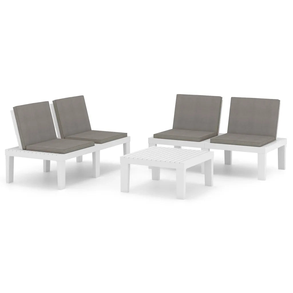 Set Divani da Giardino con Cuscini 3 pz in Plastica Bianco cod mxl 44489