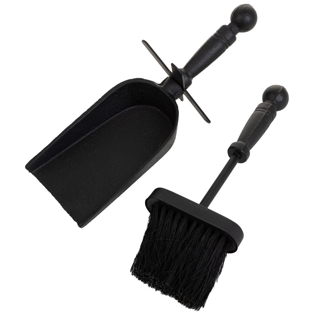 Scopino e paletta in metallo nero 29x10x12h