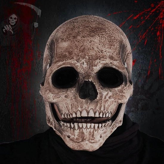 Latex Halloween maschera realistica 3D - morticina maschera grottesca con mandibola mobile per carnevale e cosplay.