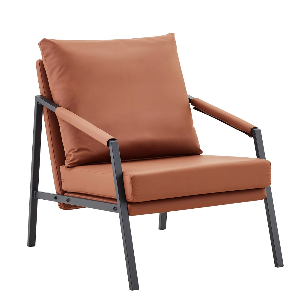 POLTRONA in ecopelle 91,5x68,0x32,5 cm Nero/Marrone con struttura in metallo
