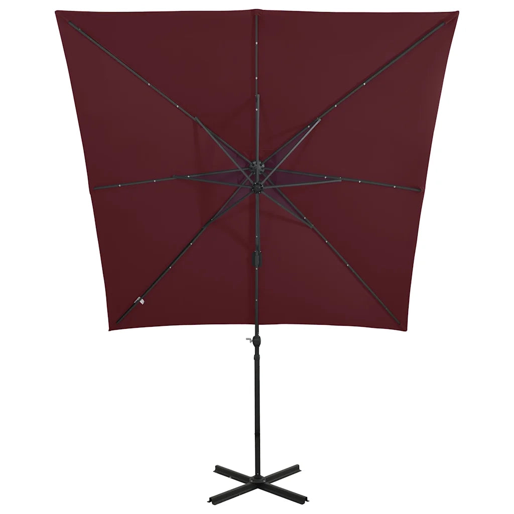 Ombrello | Parasolne a Sbalzo con Palo e Luci a LED Bordeaux 250 cm