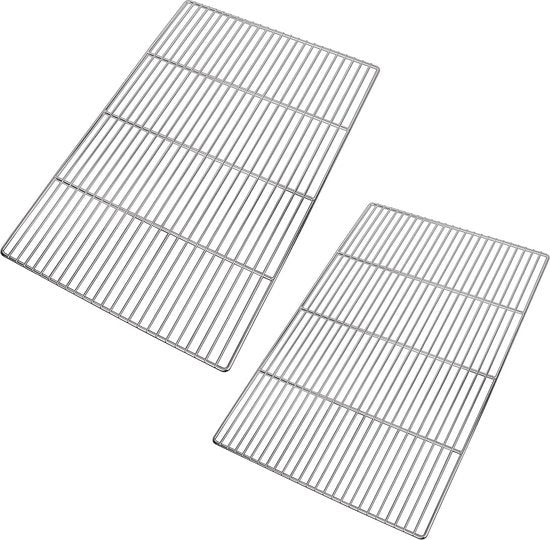 Griglia rettangolare in acciaio inossidabile 59 x 40 cm (lotto da 2), rete di sostituzione grill per BBQ, griglia multifunzionale