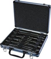 Set di punteruoli SDS-PLUS 13 pezzi in scatola di alluminio - 11 x punteruolo a martello Ø 5-16 mm - punteruolo a punta - punteruolo a lama piatta - per cemento e muratura