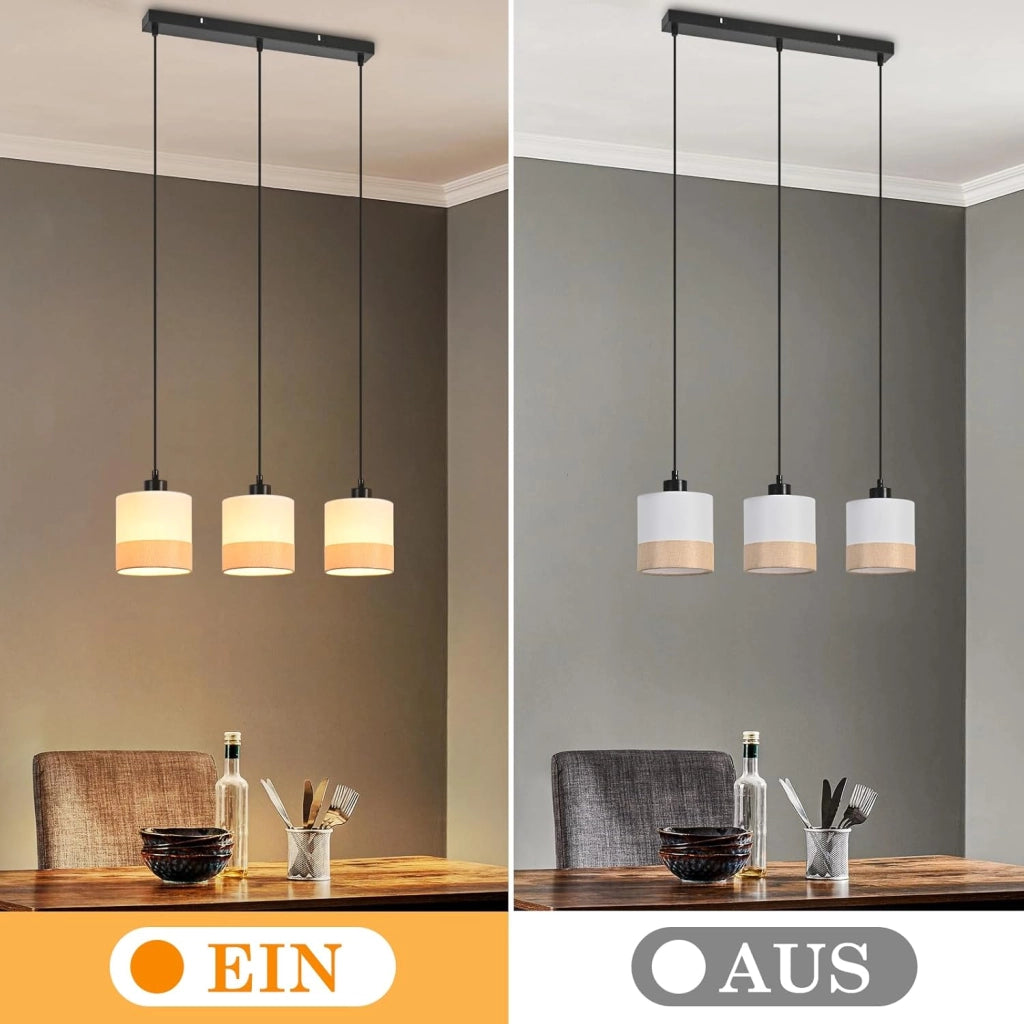 Lampada a sospensione ZMH E27 moderna bianca a 3 luci per soggiorno senza lampadina