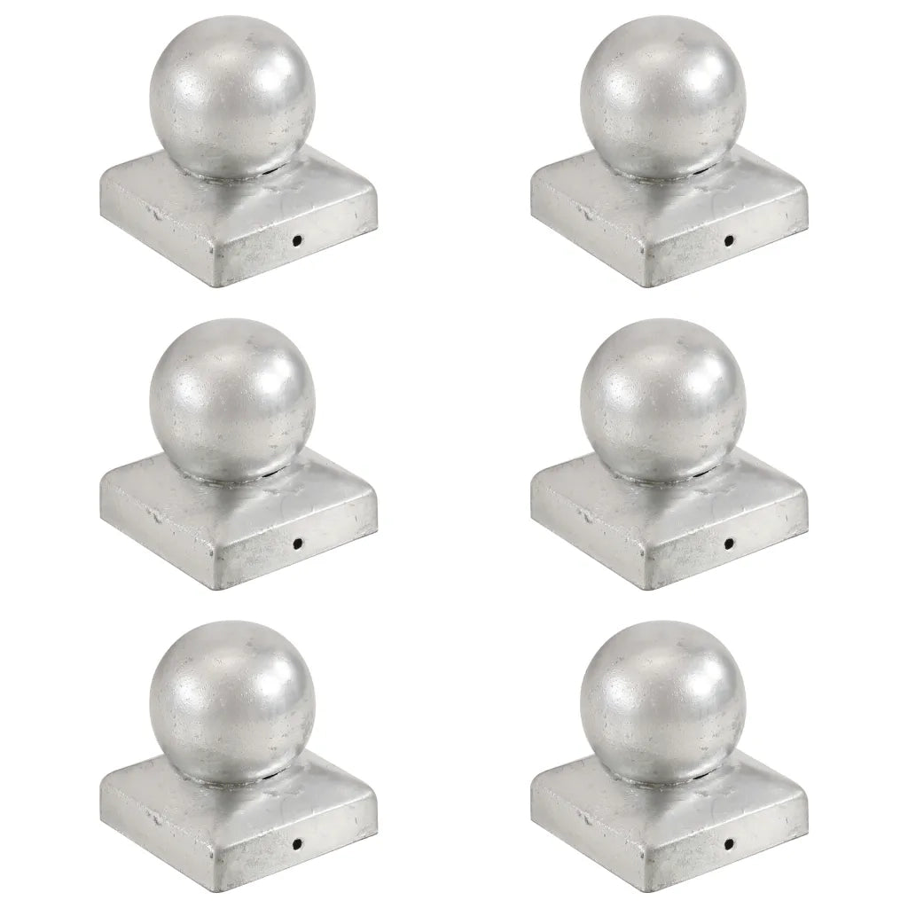 Tappi per Pali 6 pz EstremitÃ  a Globo Metallo Zincato 71x71 mm cod mxl 68730