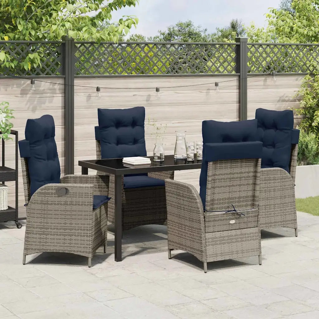 Set da Pranzo per Giardino 5 pcs Grigio e Nero Rattan 3380577