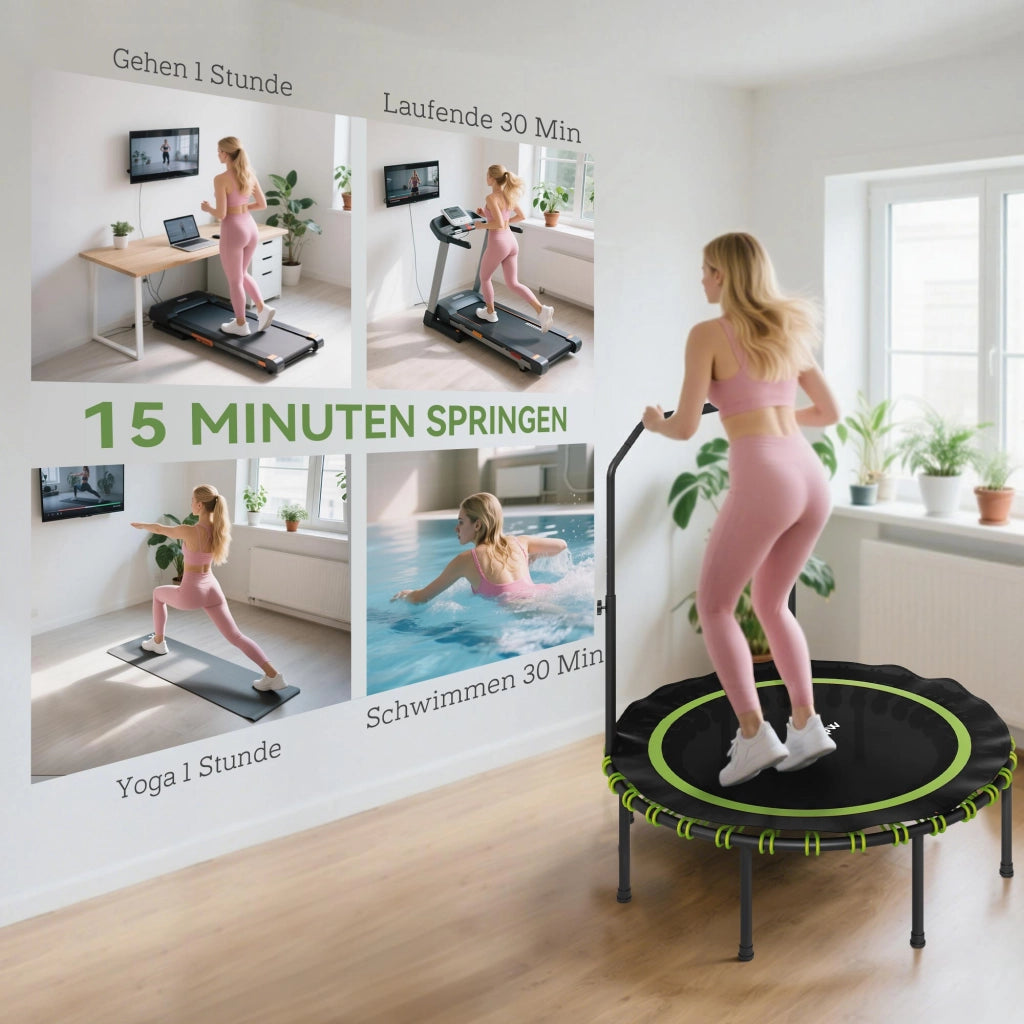 Tappeto elastico fitness ¨C zephmum ¨C verde, acciaio, plastica, regolabile