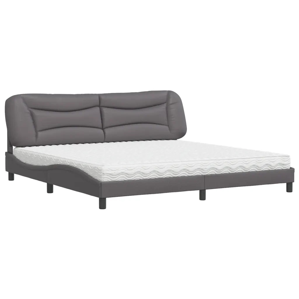 Letto con Materasso Hvar Grigio 200x200 cm in Similpelle 3208748