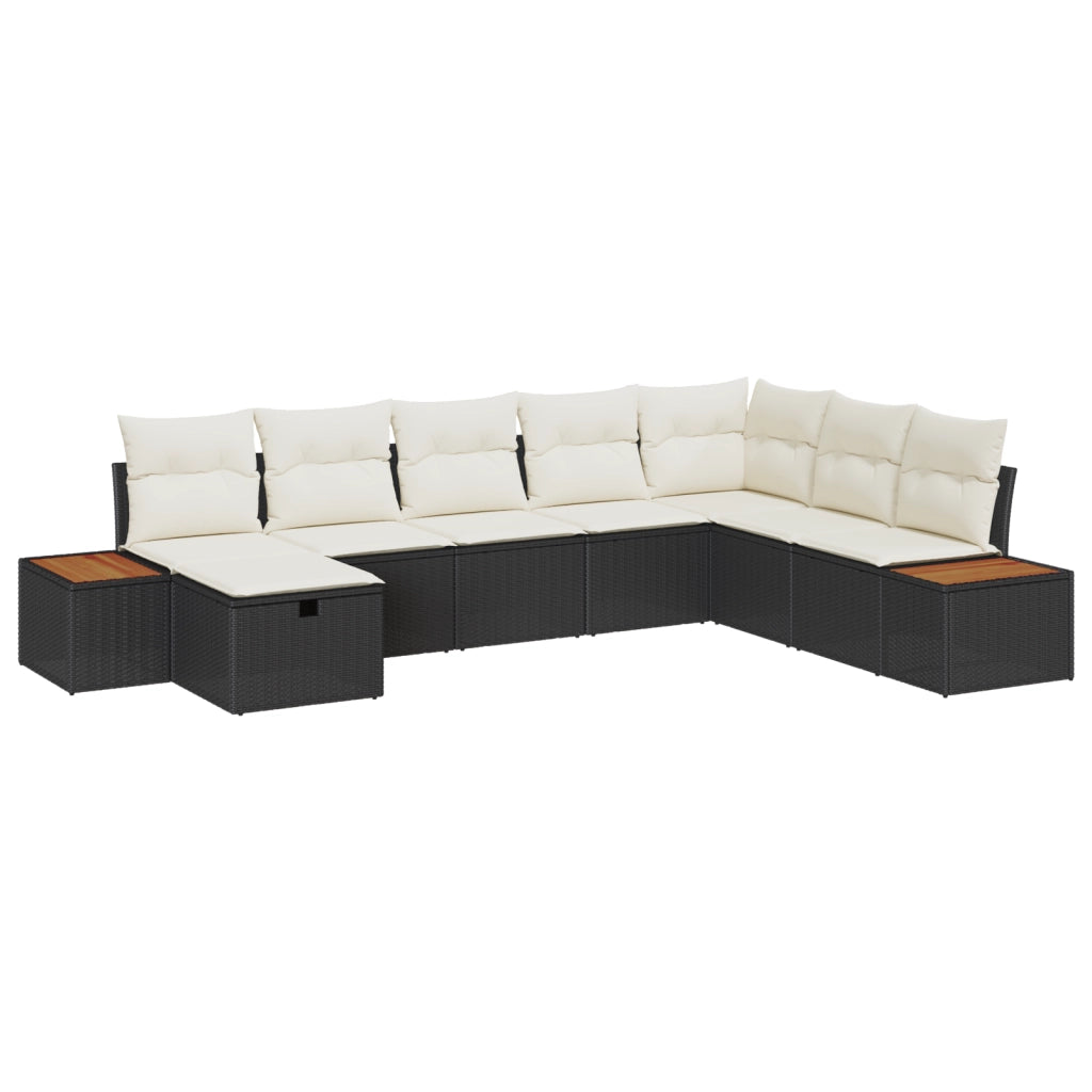 Set di Divani da Giardino  da 8 Pezzi con Cuscini Nero Polyrattan