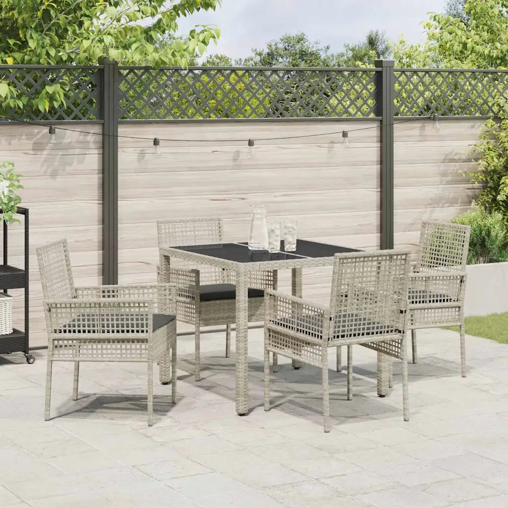 Set da Pranzo per Giardino 5 pcs Grigio chiaro polyrattan 3334896