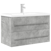 Set Mobili da Bagno | Armadio da bagno 2 pz Grigio Cemento in Legno Multistrato