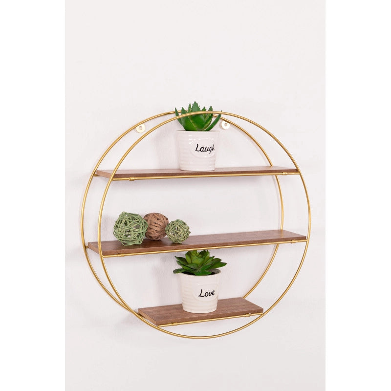Set di 6 Mensole Portaoggetti Pieghevole Tonda 42x10x42 Oro