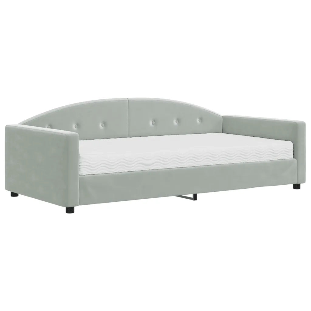 Divano Letto con Materasso Grigio Chiaro 100x200 cm in Velluto 3197284