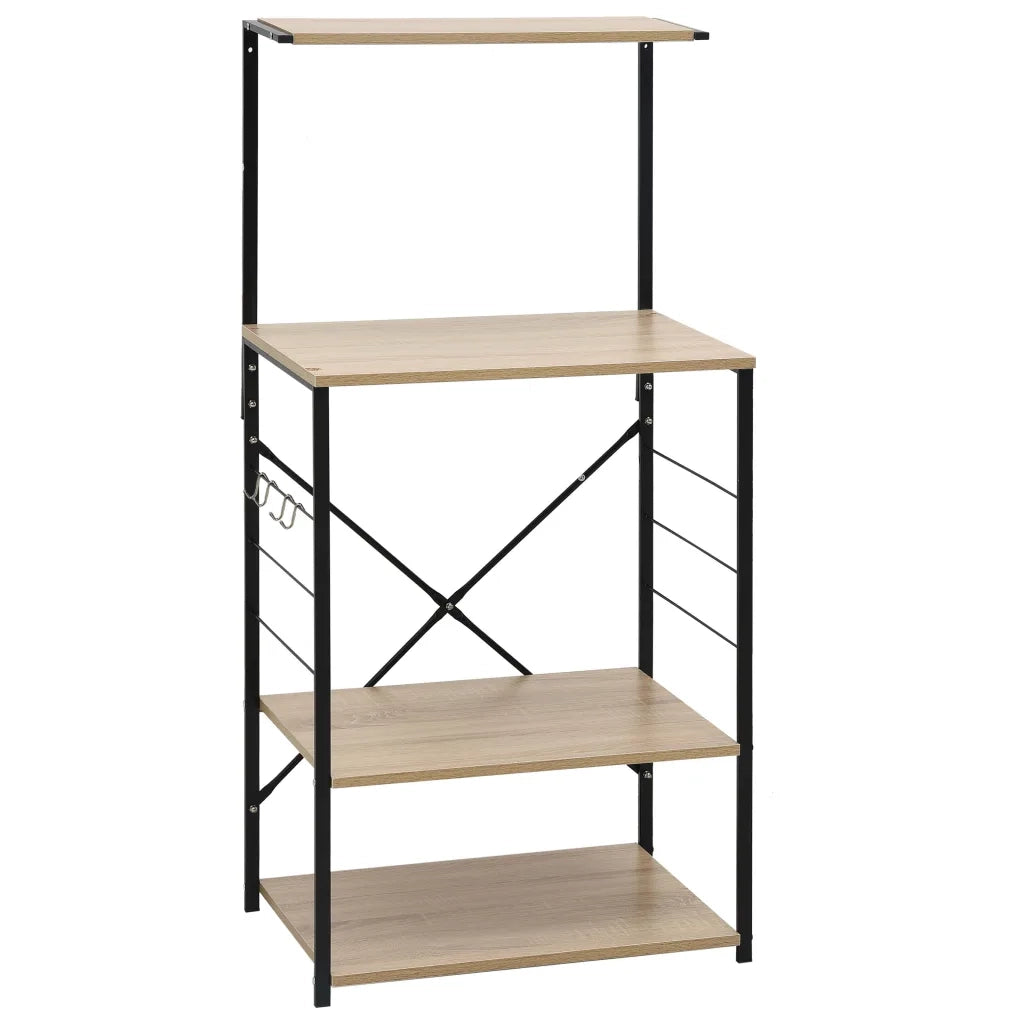 Mobile Microonde Nero e Rovere 60x39,6x123cm Legno Multistrato CFW3344476