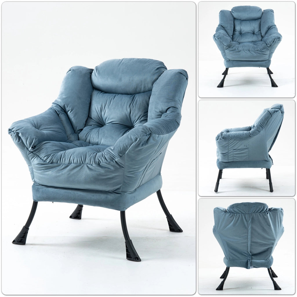 SEDIA Relax con struttura in metallo, azzurro chiaro