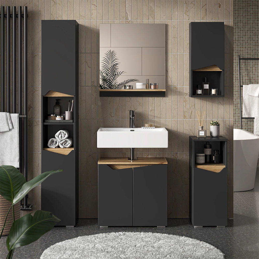 Vicco Set di mobili da bagno Antracite/Artisan 4 parti