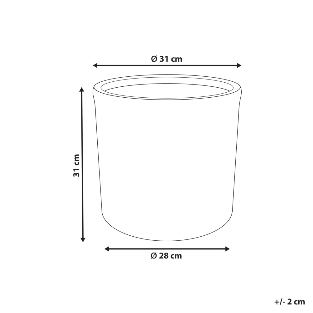 Vaso rotondo per piante in fibra di argilla con motivo a rilievo marrone dorato ⌀ 31 cm terrazzo giardino esterno