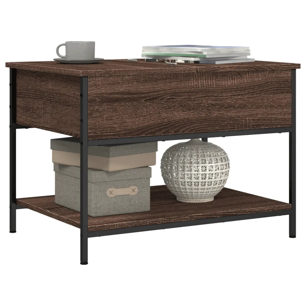 Tavolino Salotto Rovere Marrone 70x50x50cm Multistrato Metallo 845345